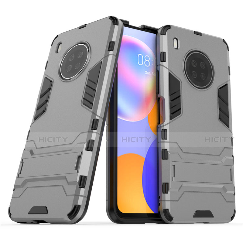 Coque Contour Silicone et Plastique Housse Etui Mat avec Support pour Huawei Y9a Plus