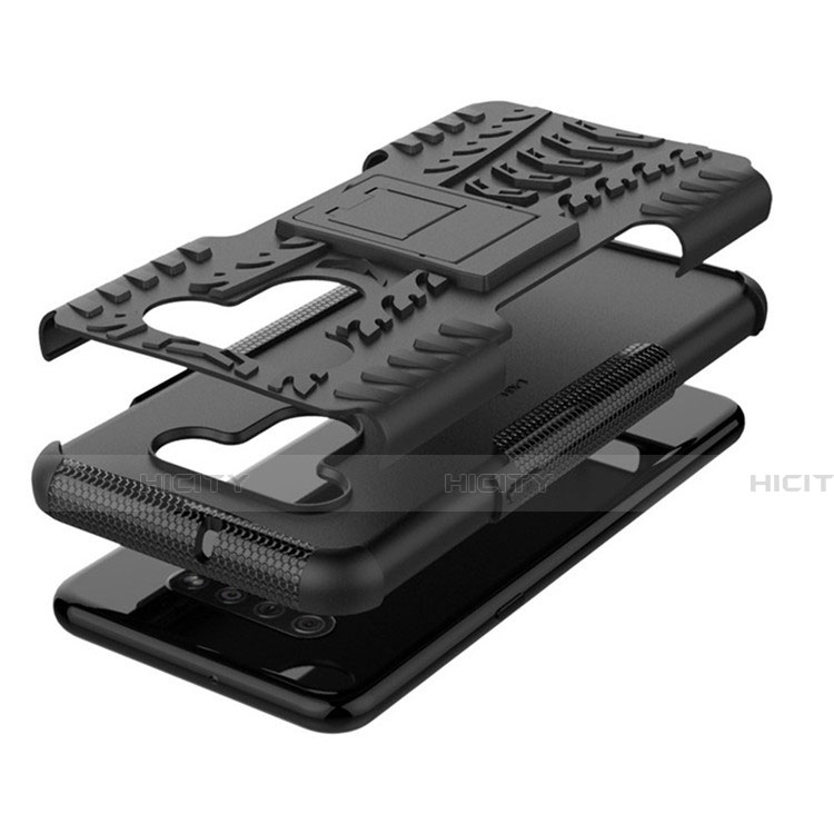 Coque Contour Silicone et Plastique Housse Etui Mat avec Support pour LG K51 Plus