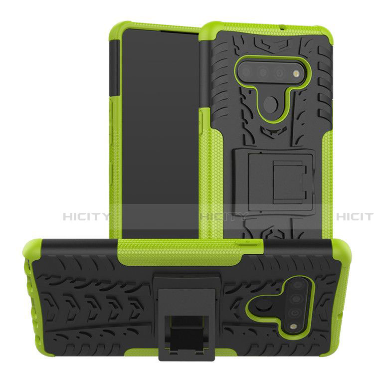 Coque Contour Silicone et Plastique Housse Etui Mat avec Support pour LG Stylo 6 Vert Plus