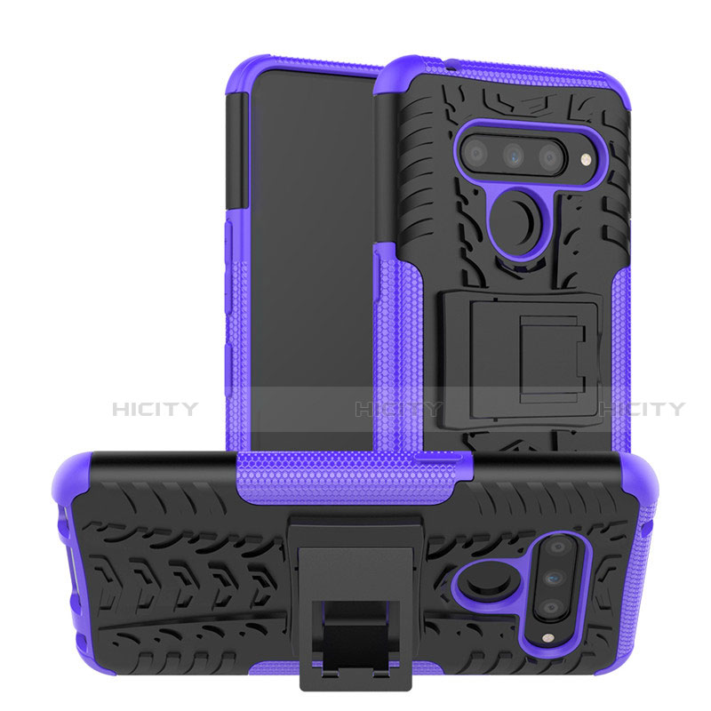 Coque Contour Silicone et Plastique Housse Etui Mat avec Support pour LG V50 ThinQ 5G Plus