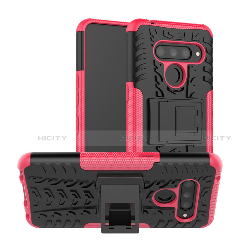 Coque Contour Silicone et Plastique Housse Etui Mat avec Support pour LG V50 ThinQ 5G Plus