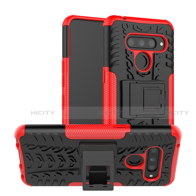 Coque Contour Silicone et Plastique Housse Etui Mat avec Support pour LG V50 ThinQ 5G Plus