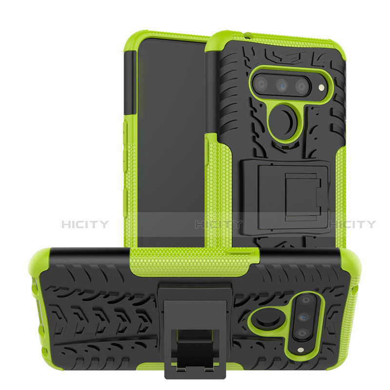 Coque Contour Silicone et Plastique Housse Etui Mat avec Support pour LG V50 ThinQ 5G Plus