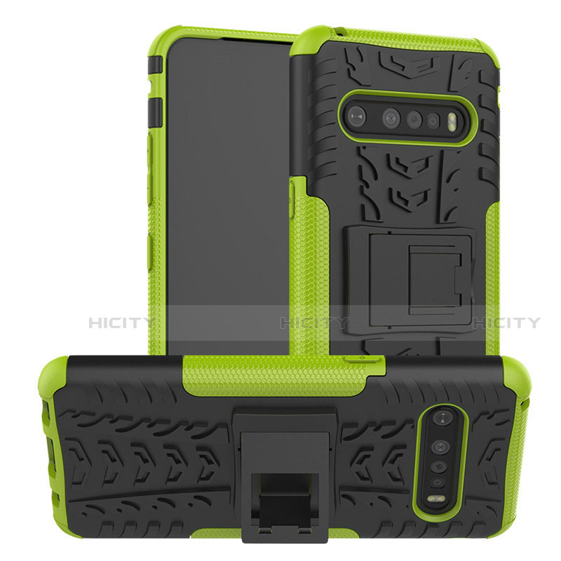 Coque Contour Silicone et Plastique Housse Etui Mat avec Support pour LG V60 ThinQ 5G Plus