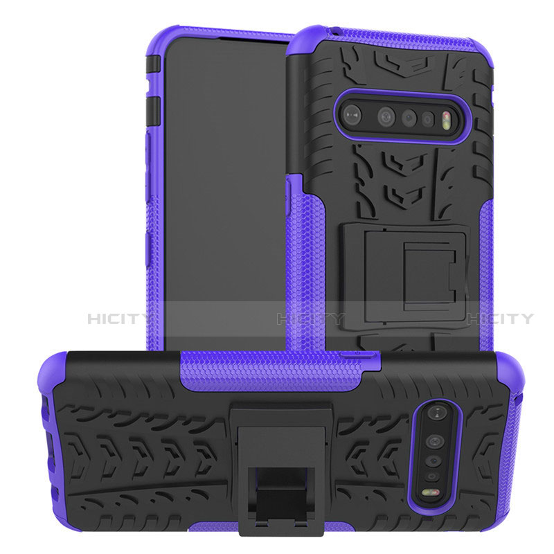 Coque Contour Silicone et Plastique Housse Etui Mat avec Support pour LG V60 ThinQ 5G Plus