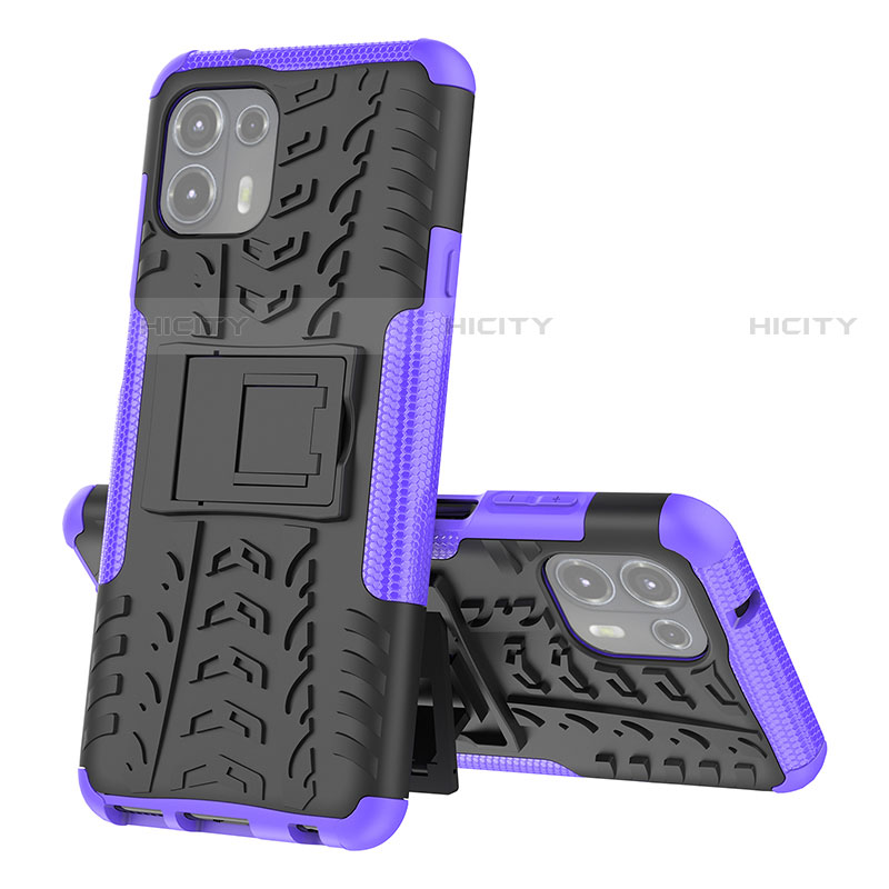 Coque Contour Silicone et Plastique Housse Etui Mat avec Support pour Motorola Moto Edge 20 Lite 5G Violet Plus