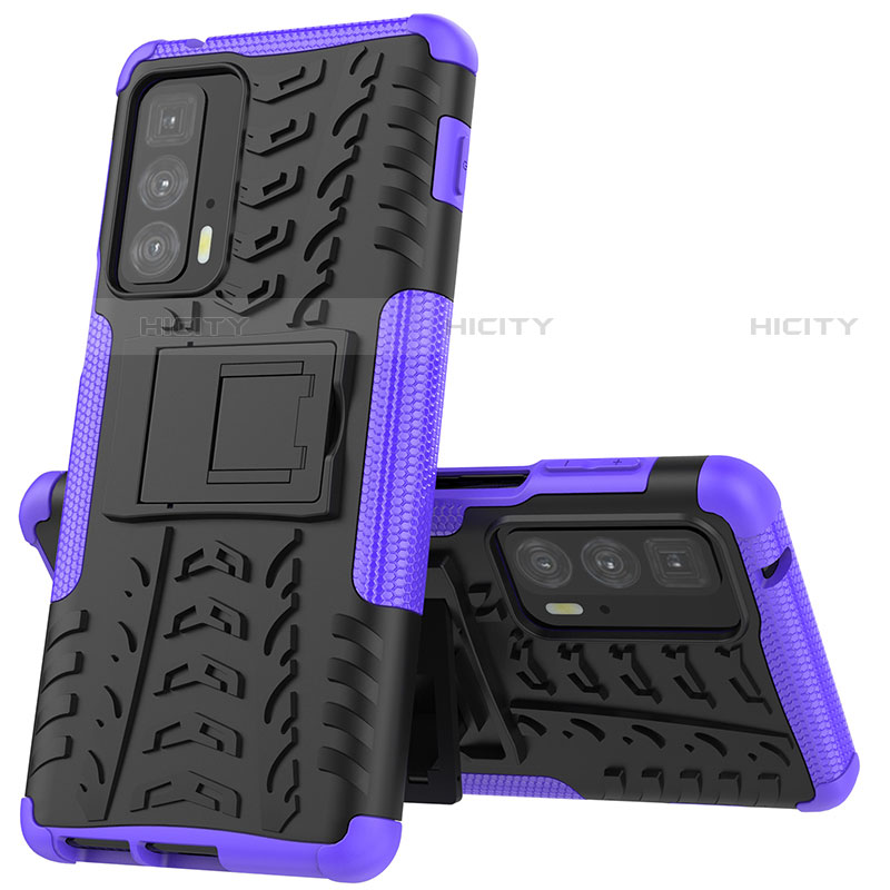 Coque Contour Silicone et Plastique Housse Etui Mat avec Support pour Motorola Moto Edge S Pro 5G Violet Plus