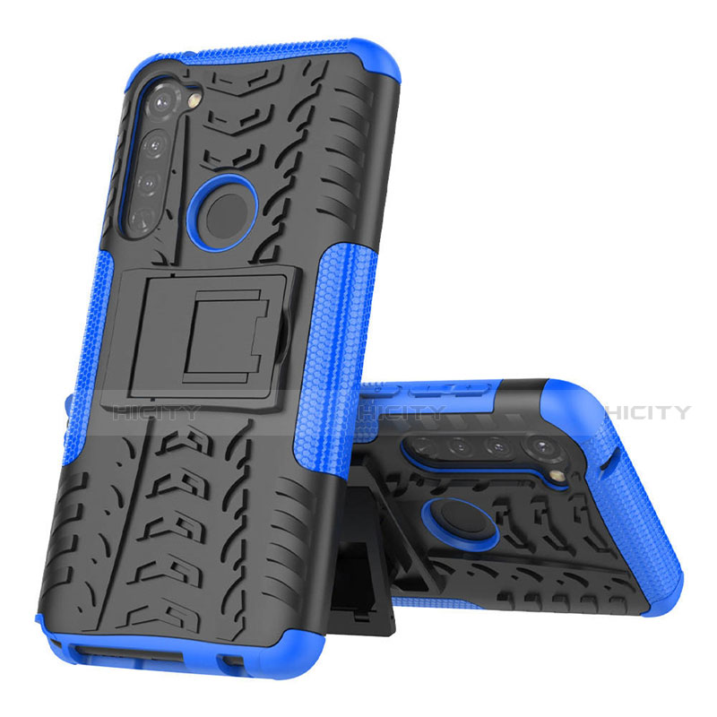 Coque Contour Silicone et Plastique Housse Etui Mat avec Support pour Motorola Moto G Stylus Bleu Plus