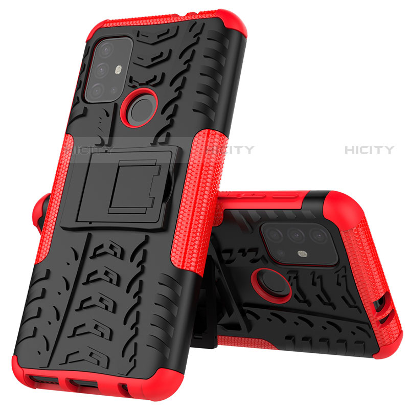 Coque Contour Silicone et Plastique Housse Etui Mat avec Support pour Motorola Moto G10 Power Rouge Plus