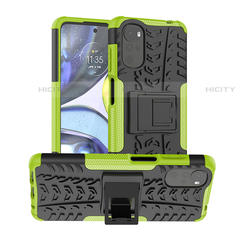 Coque Contour Silicone et Plastique Housse Etui Mat avec Support pour Motorola Moto G22 Plus