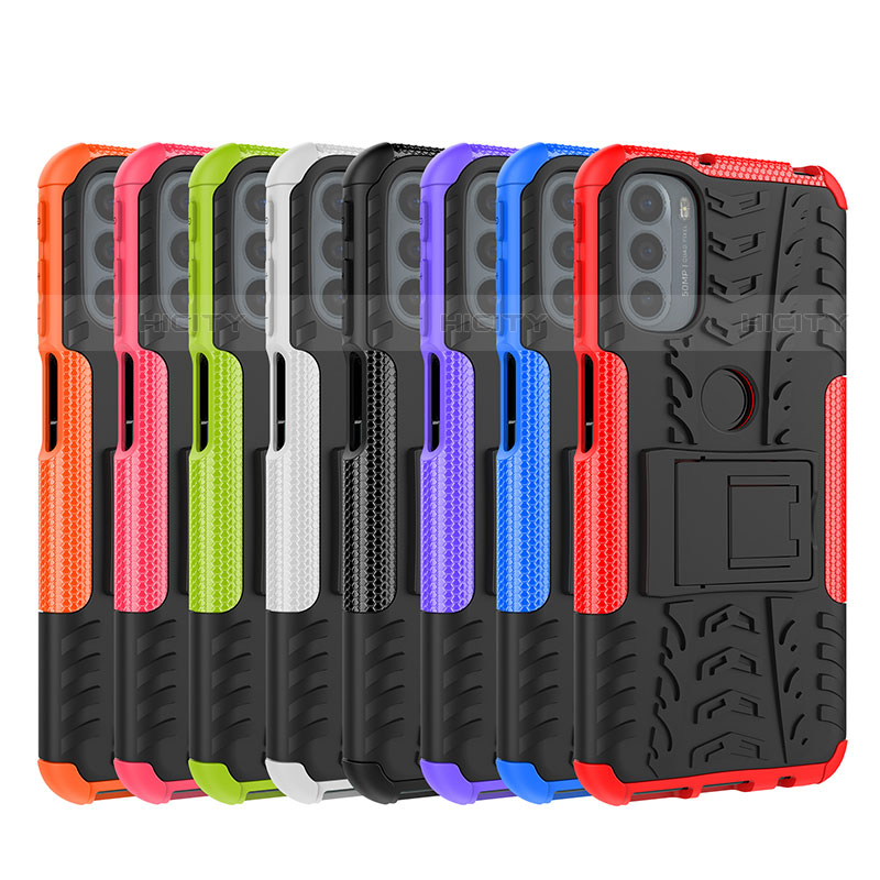 Coque Contour Silicone et Plastique Housse Etui Mat avec Support pour Motorola Moto G41 Plus