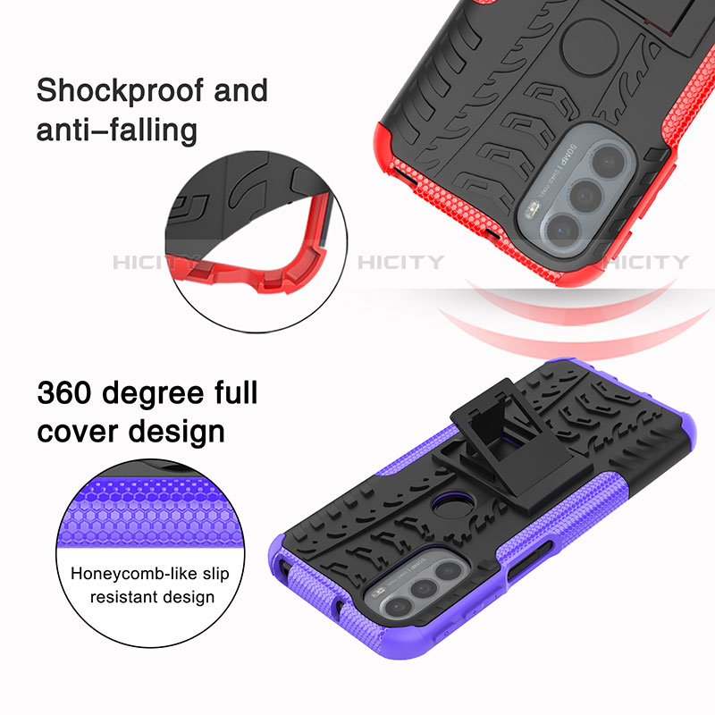 Coque Contour Silicone et Plastique Housse Etui Mat avec Support pour Motorola Moto G41 Plus