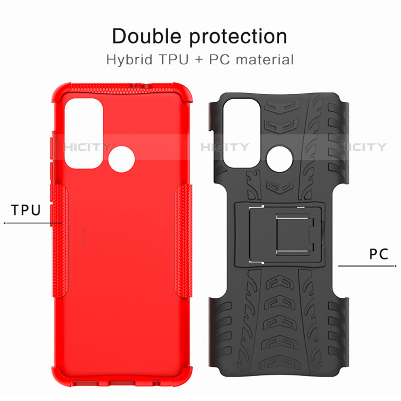 Coque Contour Silicone et Plastique Housse Etui Mat avec Support pour Motorola Moto G60 Plus