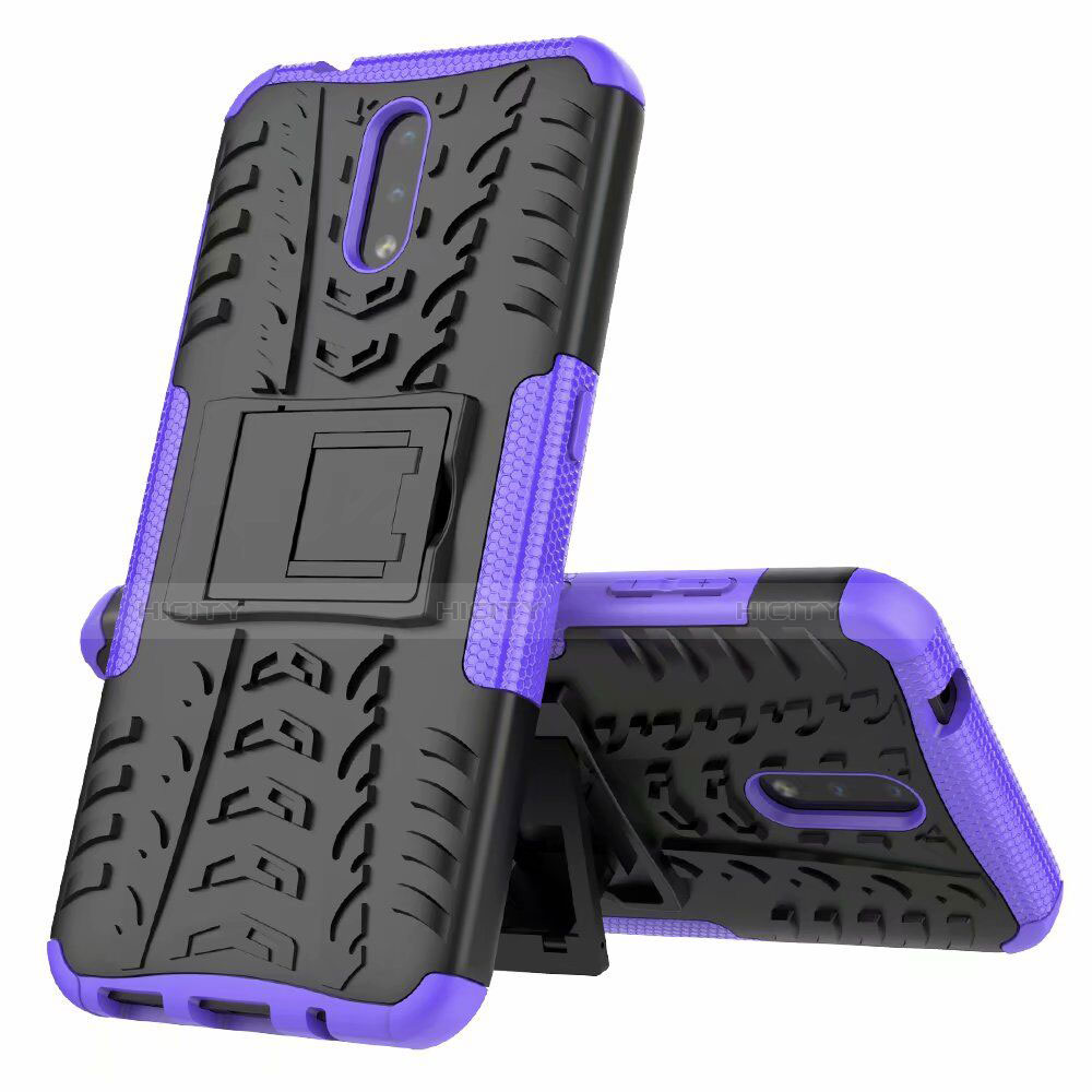 Coque Contour Silicone et Plastique Housse Etui Mat avec Support pour Nokia 2.3 Violet Plus