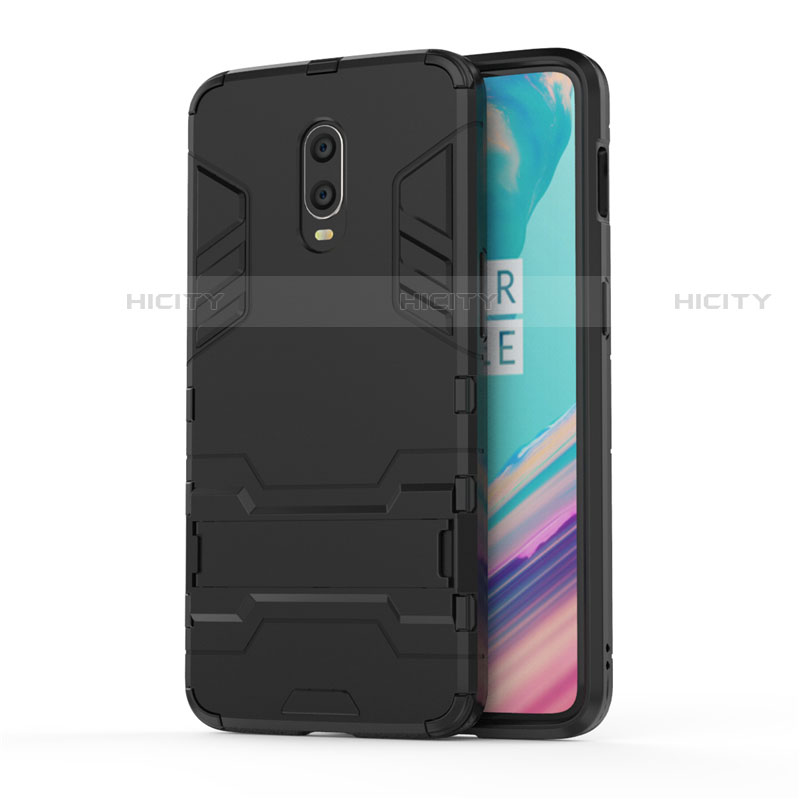 Coque Contour Silicone et Plastique Housse Etui Mat avec Support pour OnePlus 7 Noir Plus