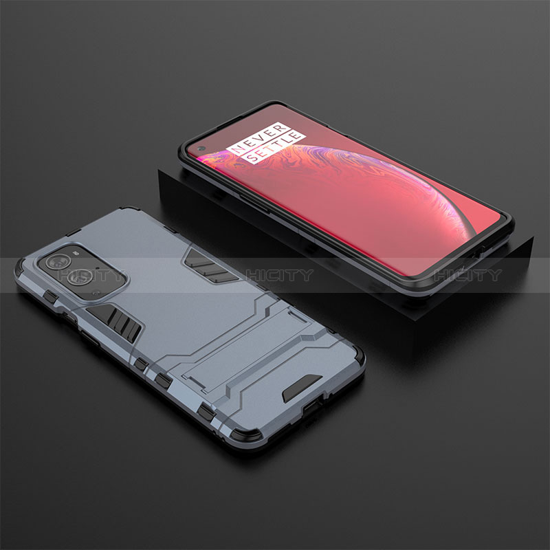 Coque Contour Silicone et Plastique Housse Etui Mat avec Support pour OnePlus 9 Pro 5G Plus