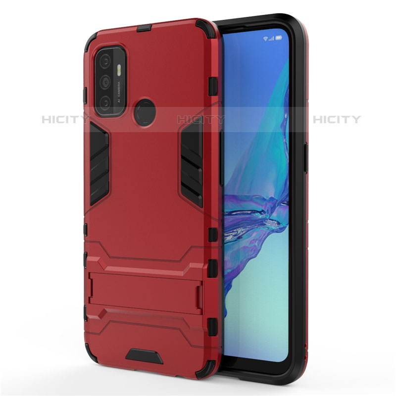 Coque Contour Silicone et Plastique Housse Etui Mat avec Support pour Oppo A11s Rouge Plus