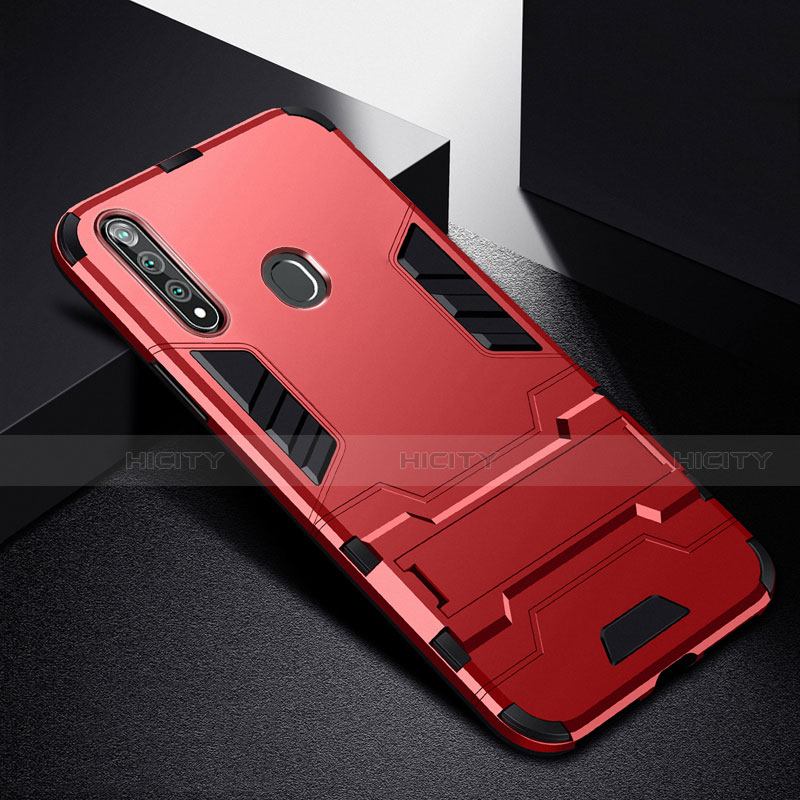 Coque Contour Silicone et Plastique Housse Etui Mat avec Support pour Oppo A31 Rouge Plus