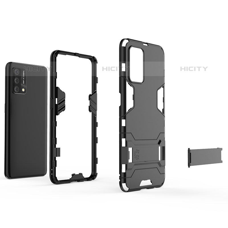 Coque Contour Silicone et Plastique Housse Etui Mat avec Support pour Oppo A74 4G Plus