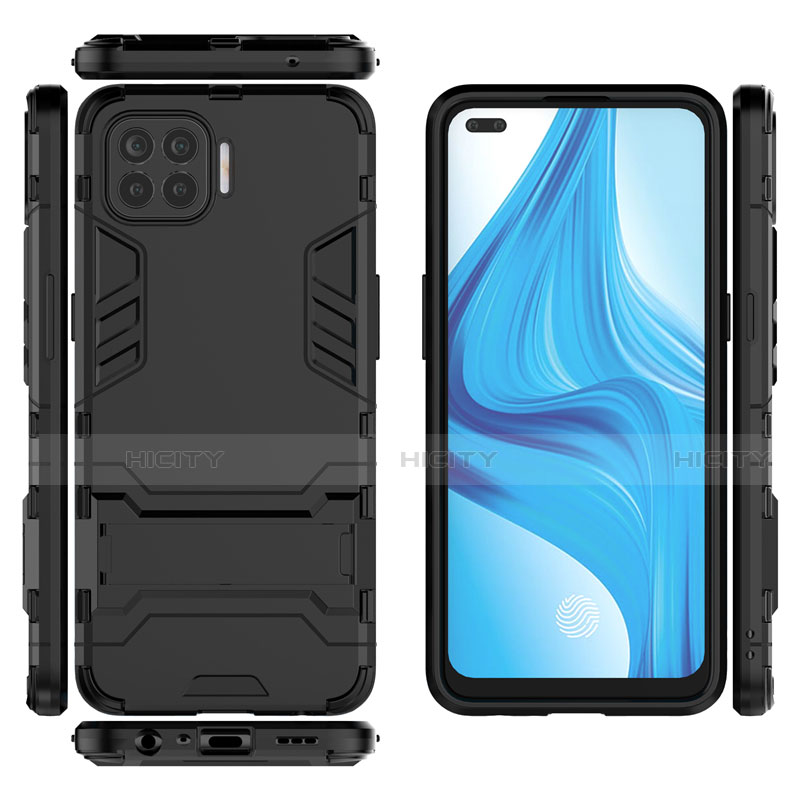 Coque Contour Silicone et Plastique Housse Etui Mat avec Support pour Oppo F17 Pro Plus