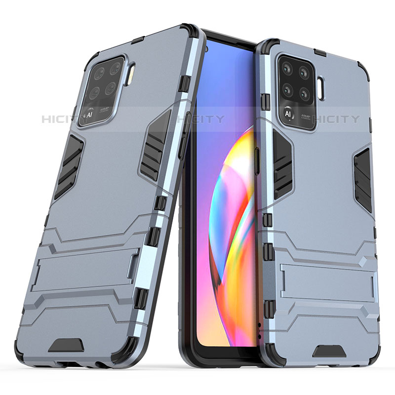 Coque Contour Silicone et Plastique Housse Etui Mat avec Support pour Oppo F19 Pro Plus