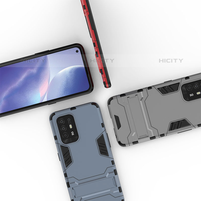 Coque Contour Silicone et Plastique Housse Etui Mat avec Support pour Oppo F19 Pro+ Plus 5G Plus