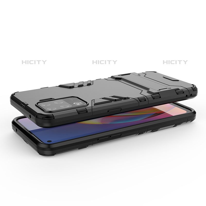 Coque Contour Silicone et Plastique Housse Etui Mat avec Support pour Oppo F19 Pro Plus