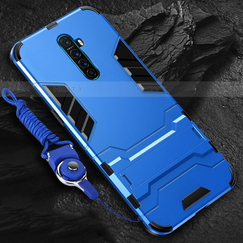 Coque Contour Silicone et Plastique Housse Etui Mat avec Support pour Oppo Reno Ace Plus