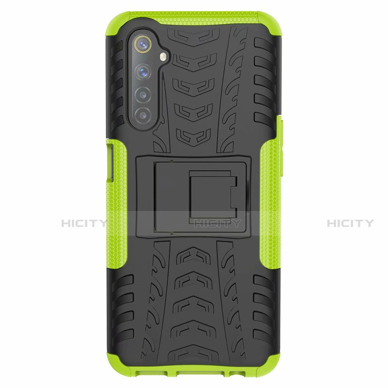 Coque Contour Silicone et Plastique Housse Etui Mat avec Support pour Realme 6 Vert Plus