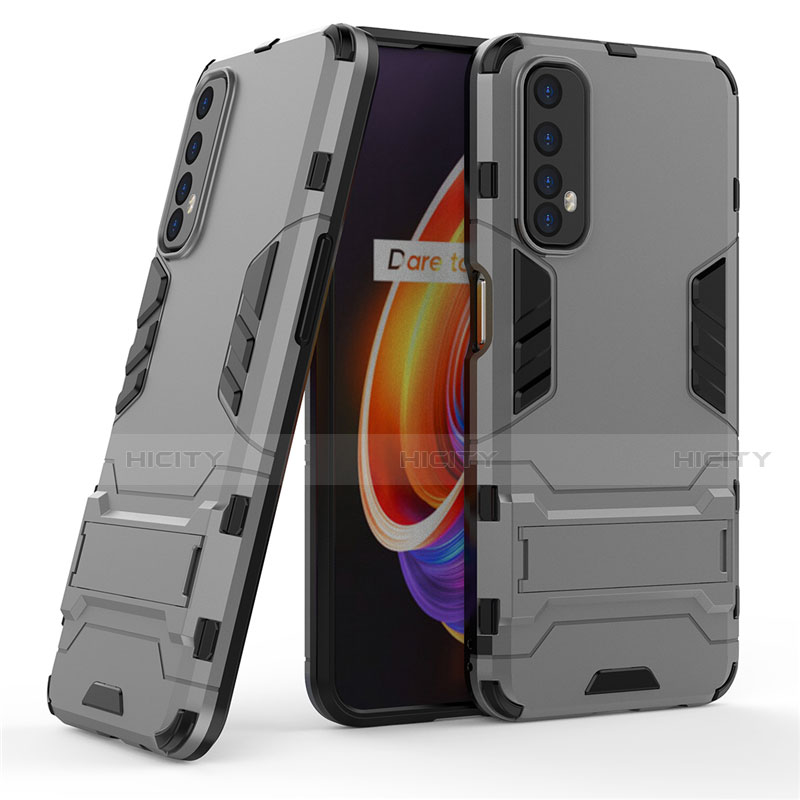 Coque Contour Silicone et Plastique Housse Etui Mat avec Support pour Realme 7 Plus