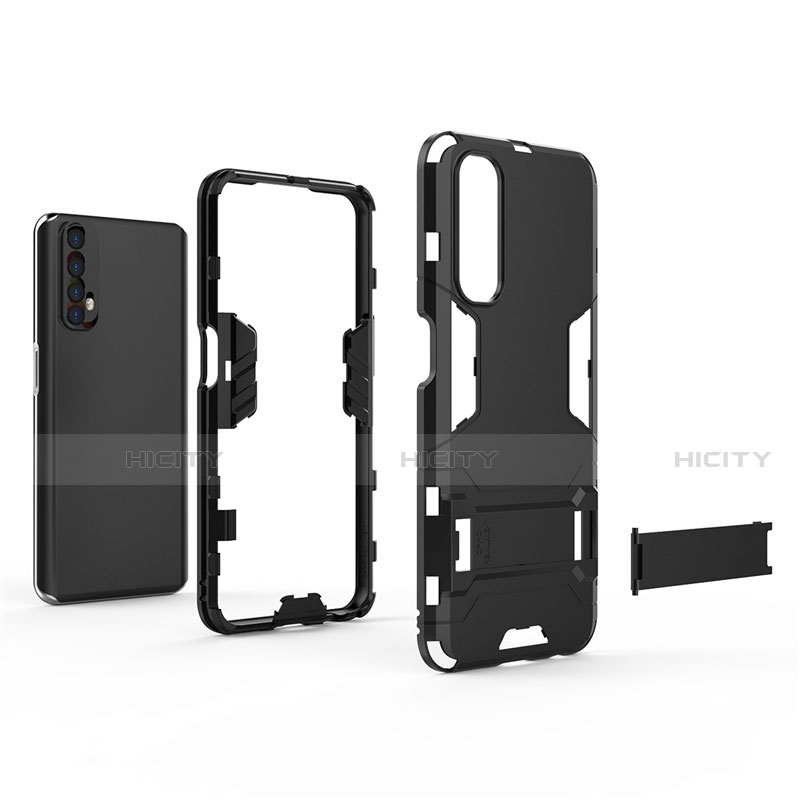 Coque Contour Silicone et Plastique Housse Etui Mat avec Support pour Realme 7 Plus