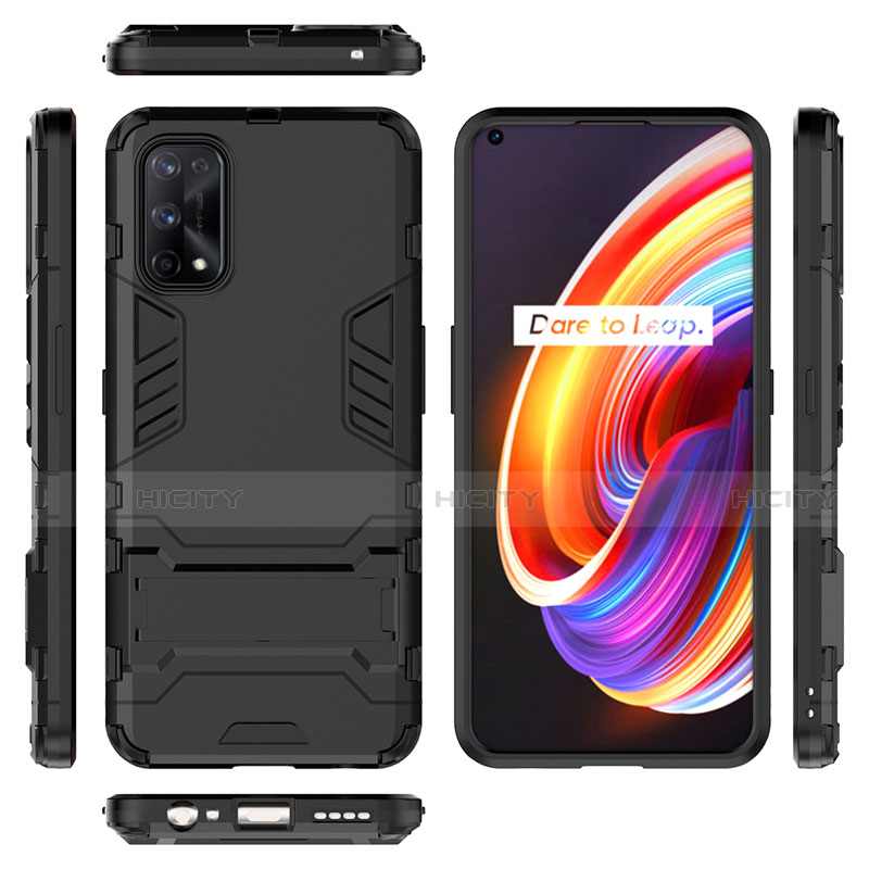 Coque Contour Silicone et Plastique Housse Etui Mat avec Support pour Realme 7 Pro Plus