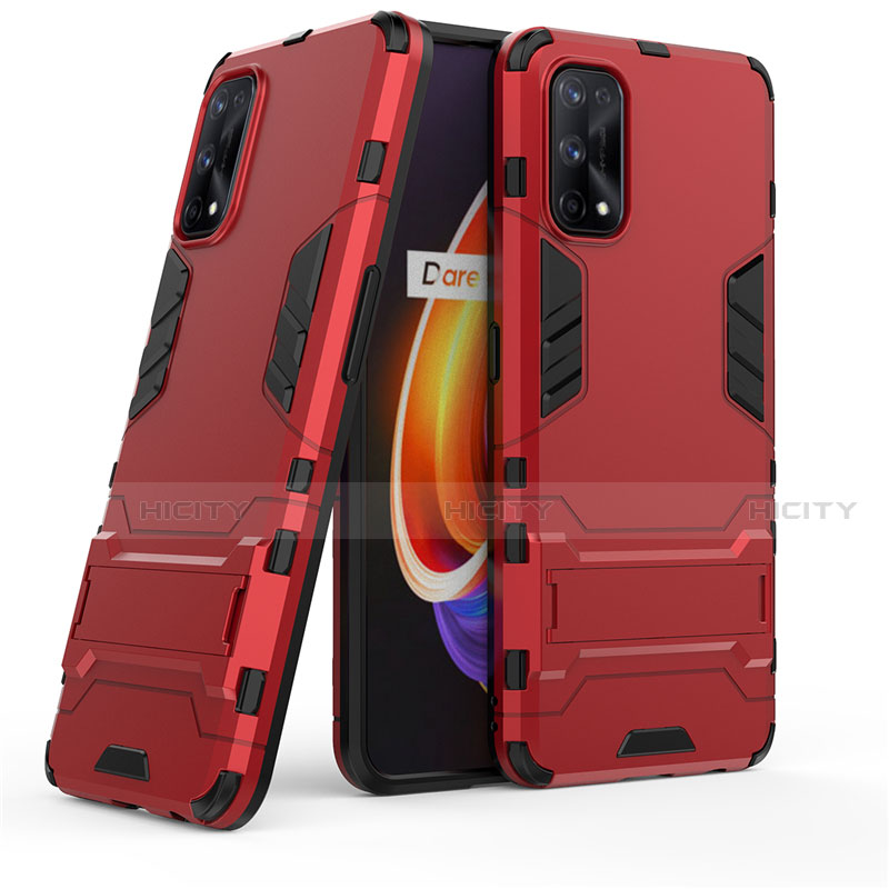 Coque Contour Silicone et Plastique Housse Etui Mat avec Support pour Realme 7 Pro Plus