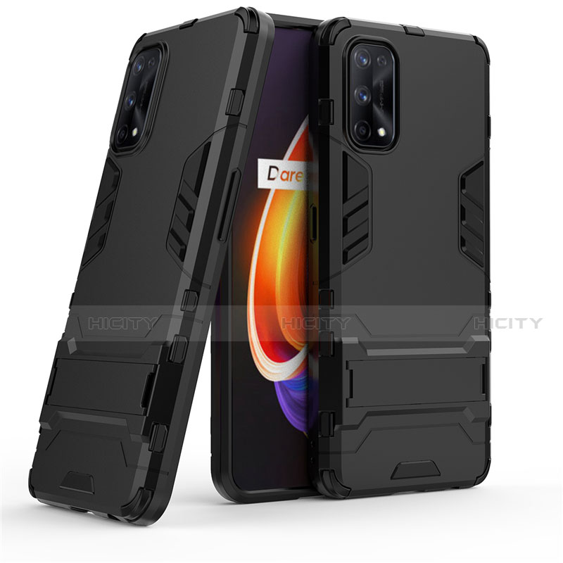 Coque Contour Silicone et Plastique Housse Etui Mat avec Support pour Realme 7 Pro Plus