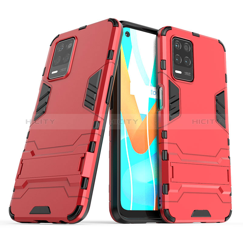 Coque Contour Silicone et Plastique Housse Etui Mat avec Support pour Realme 8s 5G Plus