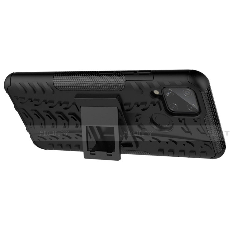 Coque Contour Silicone et Plastique Housse Etui Mat avec Support pour Realme C15 Plus