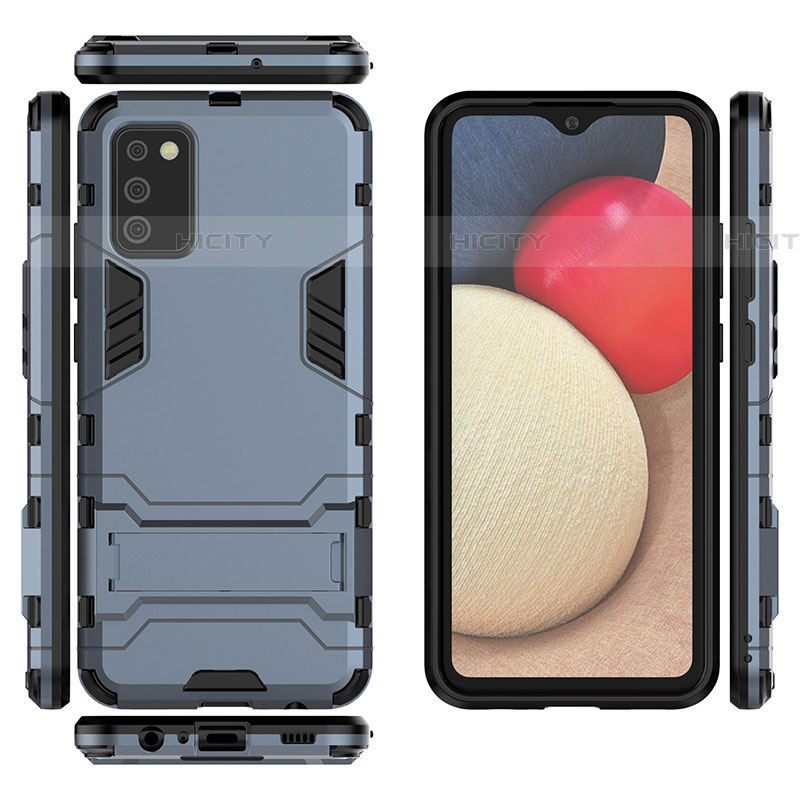 Coque Contour Silicone et Plastique Housse Etui Mat avec Support pour Samsung Galaxy A03s Plus