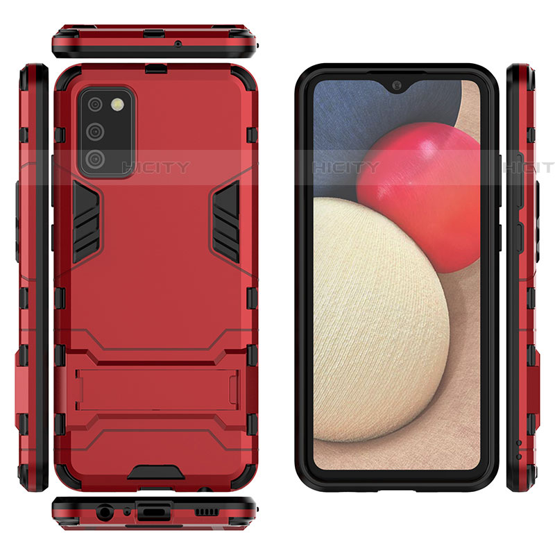 Coque Contour Silicone et Plastique Housse Etui Mat avec Support pour Samsung Galaxy A03s Plus