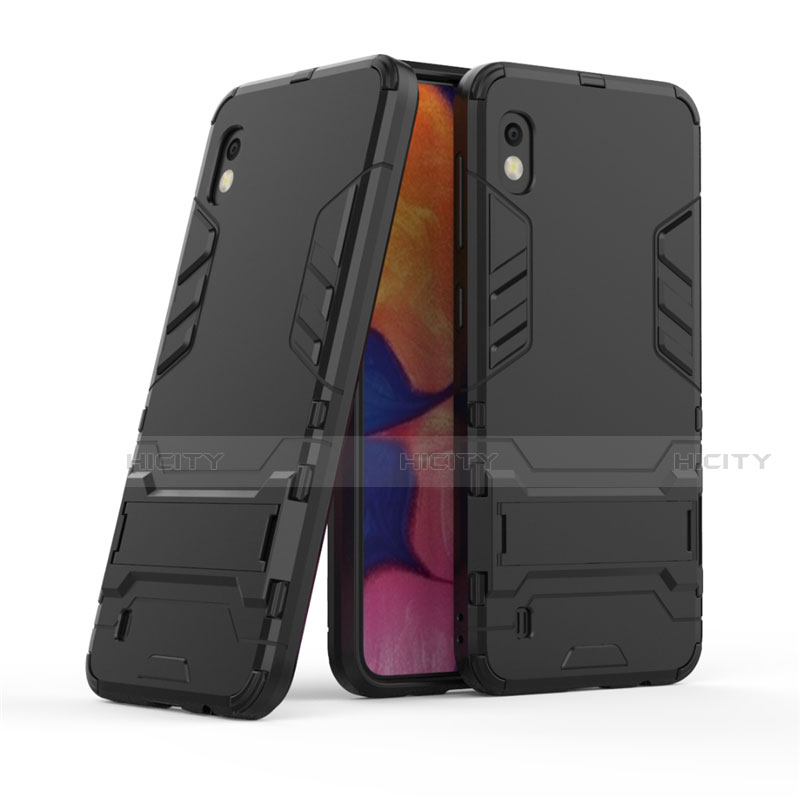 Coque Contour Silicone et Plastique Housse Etui Mat avec Support pour Samsung Galaxy A10 Plus