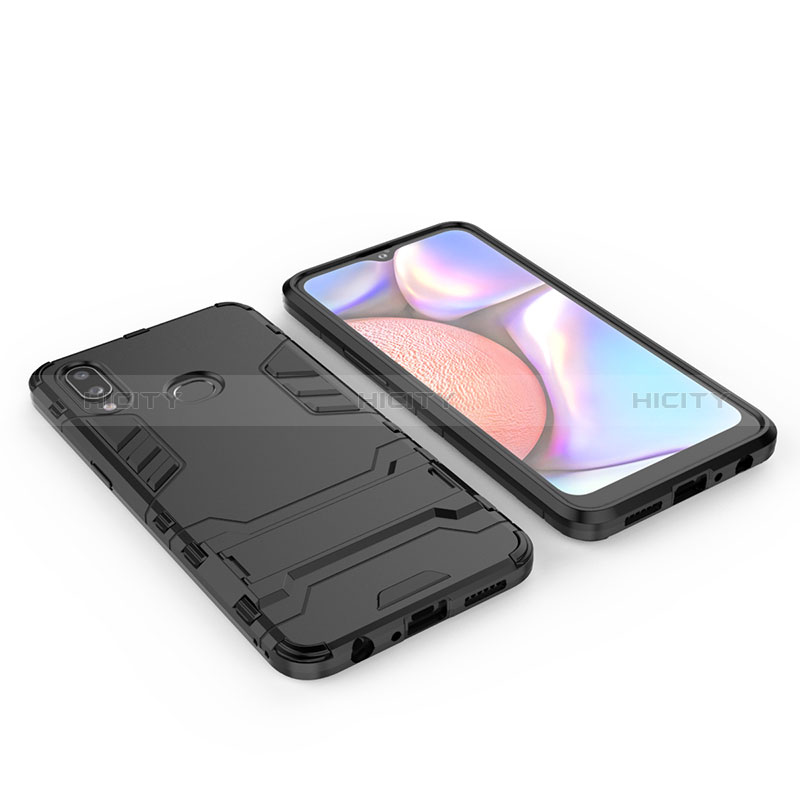 Coque Contour Silicone et Plastique Housse Etui Mat avec Support pour Samsung Galaxy A10s Noir Plus