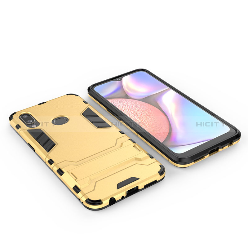 Coque Contour Silicone et Plastique Housse Etui Mat avec Support pour Samsung Galaxy A10s Or Plus