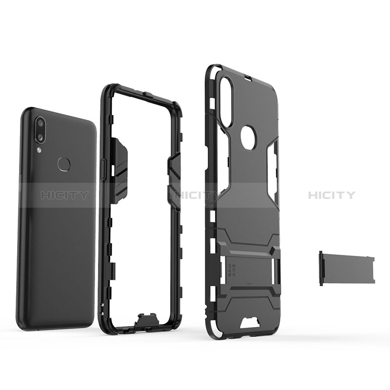 Coque Contour Silicone et Plastique Housse Etui Mat avec Support pour Samsung Galaxy A10s Plus