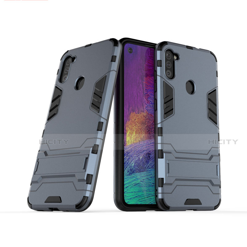 Coque Contour Silicone et Plastique Housse Etui Mat avec Support pour Samsung Galaxy A11 Plus