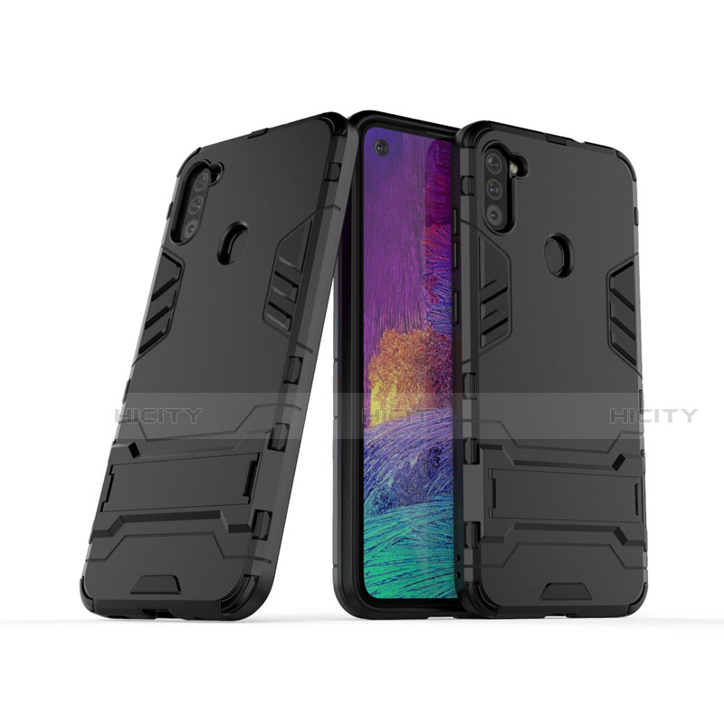 Coque Contour Silicone et Plastique Housse Etui Mat avec Support pour Samsung Galaxy A11 Plus