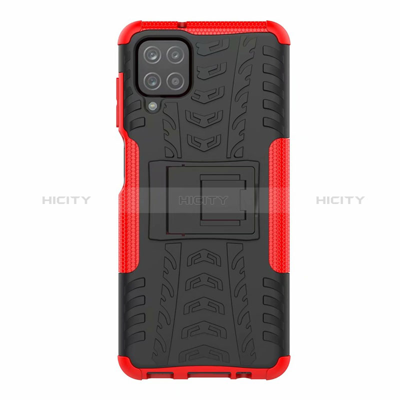 Coque Contour Silicone et Plastique Housse Etui Mat avec Support pour Samsung Galaxy A12 Nacho Plus