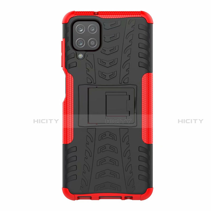 Coque Contour Silicone et Plastique Housse Etui Mat avec Support pour Samsung Galaxy A12 Plus