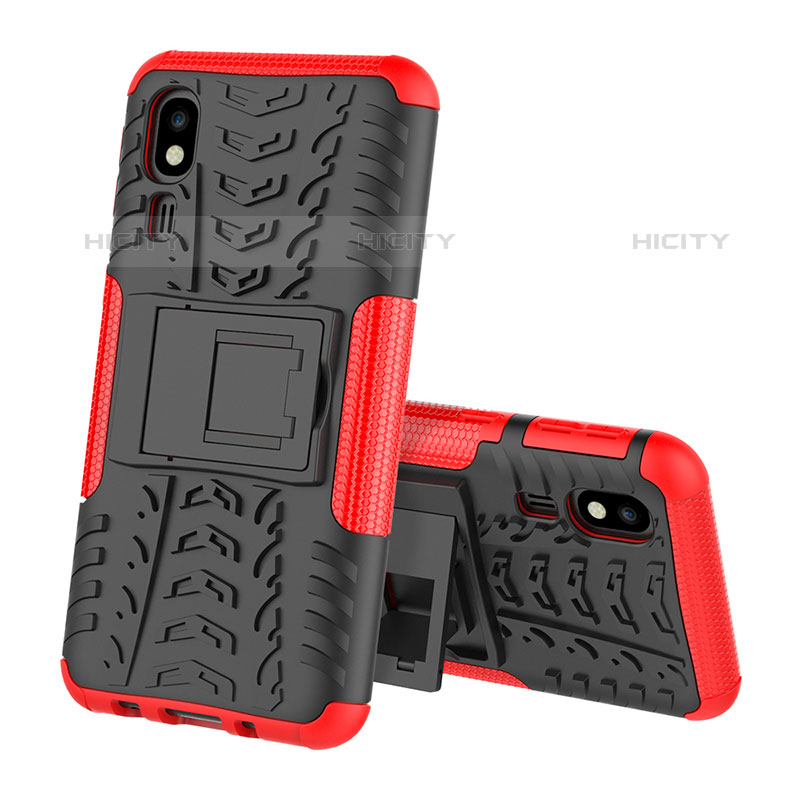 Coque Contour Silicone et Plastique Housse Etui Mat avec Support pour Samsung Galaxy A2 Core A260F A260G Rouge Plus