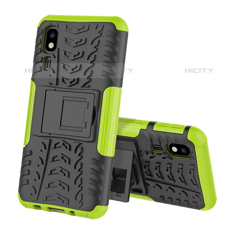 Coque Contour Silicone et Plastique Housse Etui Mat avec Support pour Samsung Galaxy A2 Core A260F A260G Vert Plus