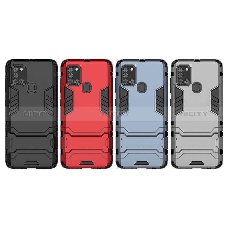 Coque Contour Silicone et Plastique Housse Etui Mat avec Support pour Samsung Galaxy A21s Plus