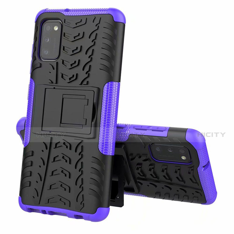 Coque Contour Silicone et Plastique Housse Etui Mat avec Support pour Samsung Galaxy A41 Violet Plus